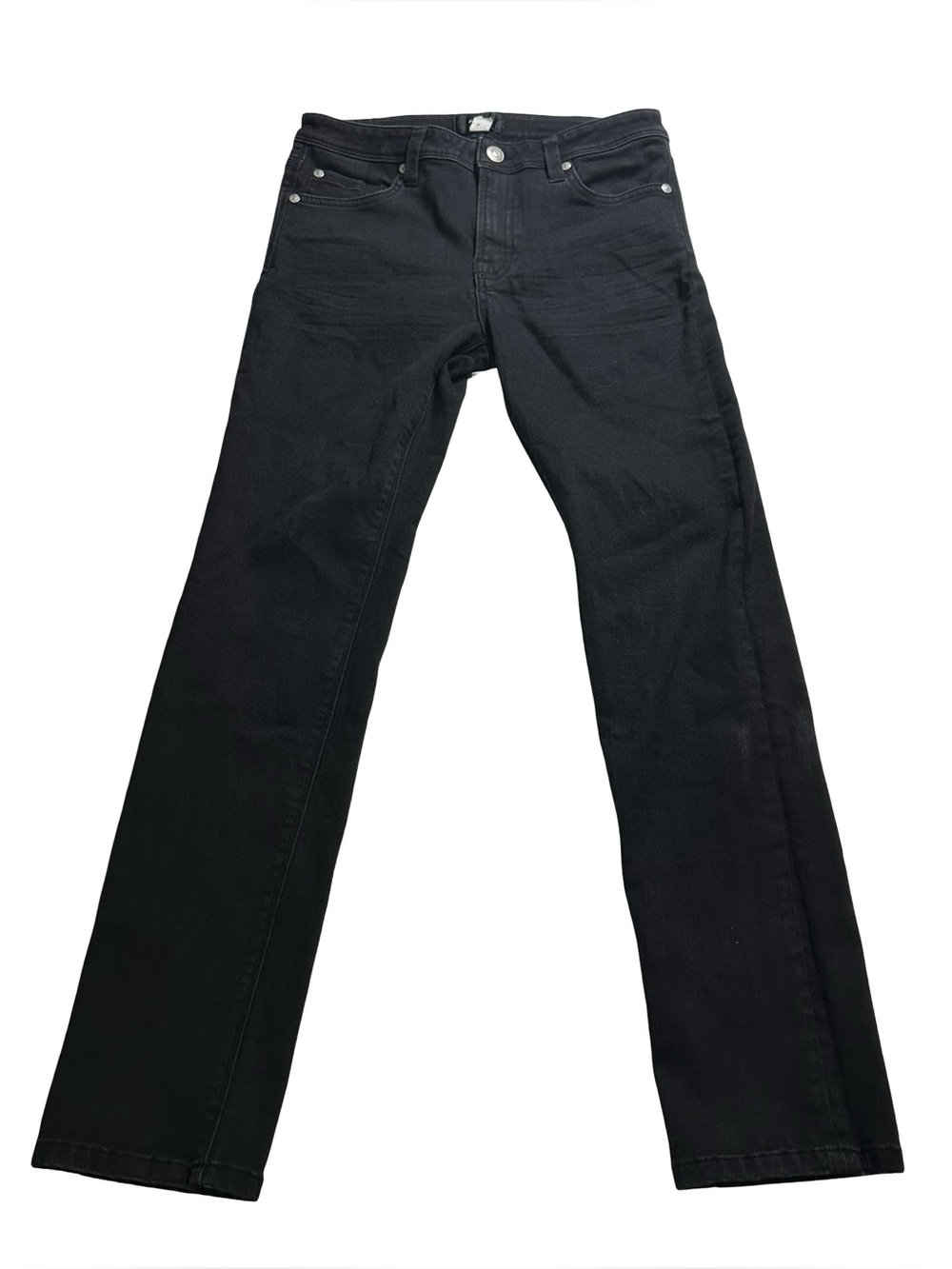7 For All Mankind Girls Straight Leg Jean Black Wash Denim Jeans Sz 12 27x26